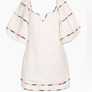 Farm Rio White Colorful Stripes Euroflax Mini Dress